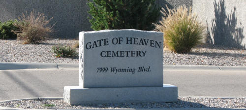 Gate of Heaven Cemetery Sign